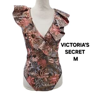 Victoria's Secret Floral Ruffle Top - Pink and Brown